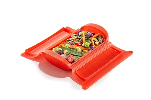Imagen principal de Lékué Estuche de vapor, Sin bandeja, silicona platino Rojo, 1-2 pers