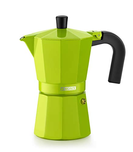 Imagen principal de Monix Lima Cafetera Italiana de Aluminio, 6 Tazas, Color Verde, 10 cm