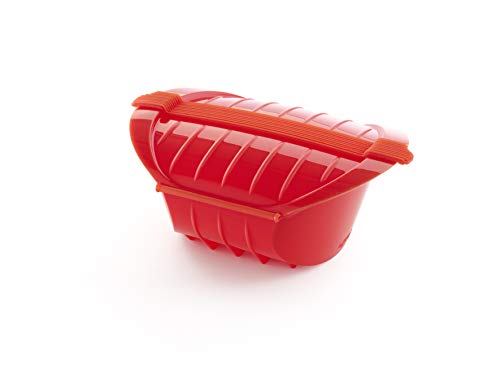 Imagen principal de Lékué Estuche Vapor hondo de silicona platino, Rojo, 1-2 personas