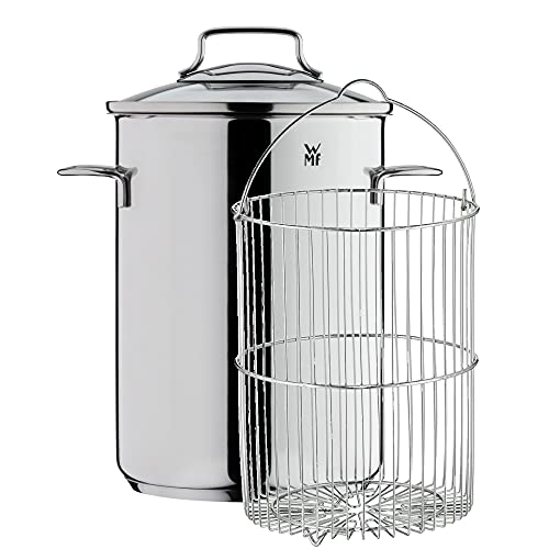 Imagen principal de WMF - Olla para Espárragos 16cm 4,5 L con Tapa de Cristal y Colador, 