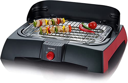 Imagen principal de Severin 2785 - Barbacoa 2300 W Termostato y Cortavientos Roja y Negra