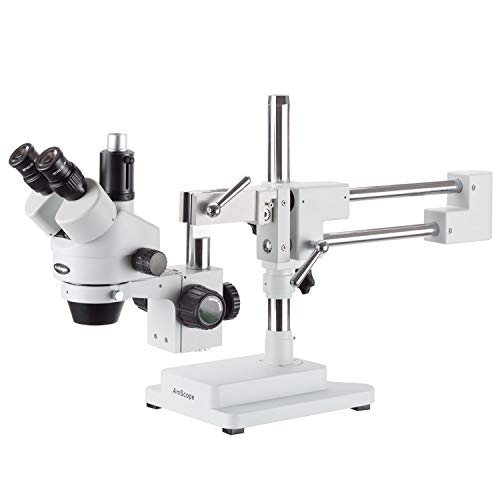 Imagen principal de AmScope Microscopio simul-focal estéreo con soporte de brazo doble, z