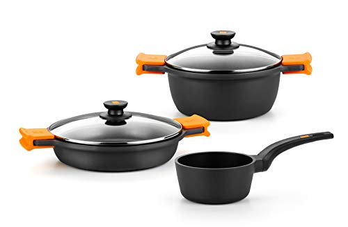 Imagen principal de BRA Efficient Batería De Cocina De 3 Piezas, Aluminio Fundido, Negro