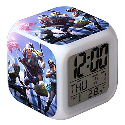 Imagen principal de 7 Colores LED Fortnite Digital Despertador LCD Muestra Hora, Fecha, Te