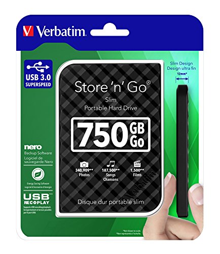 Imagen principal de Verbatim 53213 - Disco Duro Externo (750 GB, 2,5, USB 3.0), Color Negr