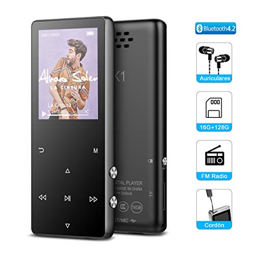 Imagen principal de Macrourt Reproductor de MP3, Reproductor de Música 16GB Soporta 128GB