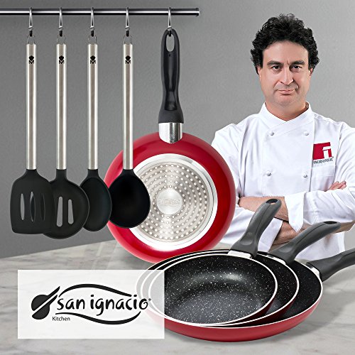 Imagen principal de San Ignacio PK340 Juego de sartenes en Rojo y Utensilios de Cocina