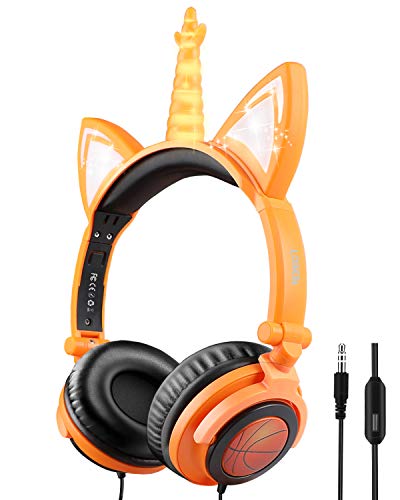 Imagen principal de Auriculares Unicorn para niños, Orejeras con Orejas de Gato Que Brill