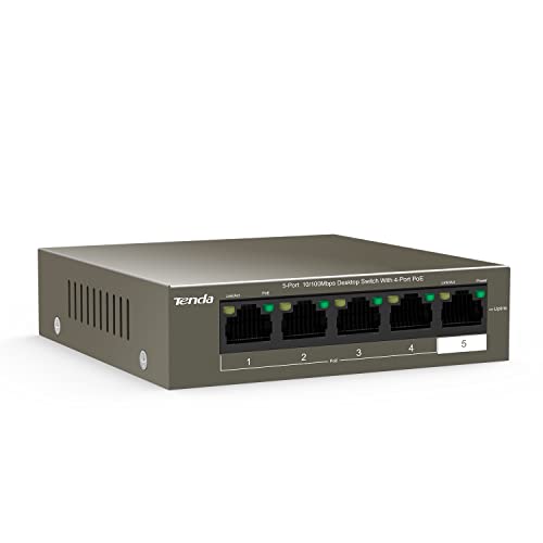 Imagen principal de Tenda TEF1105P-4-63W PoE Switch Ethernet de 5 Puertos 10/100 Mbps, 4 P