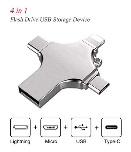 Imagen principal de Memoria USB de 128 GB para iPhone, iPad, USB 3.0, 4 en 1, Multifuncion