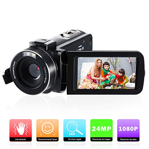 Imagen principal de Cámara de Video,Videocámara Full HD 1080P Vlogging Cámara compacta 