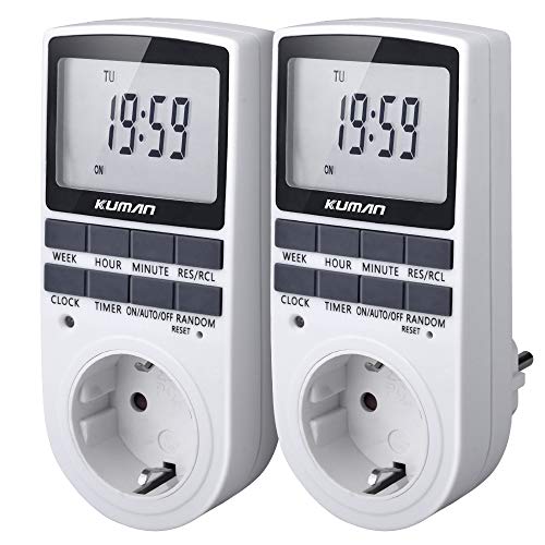 Imagen principal de kuman Temporizador Digital Programable con Pantalla LCD (2 Packs) 12/2