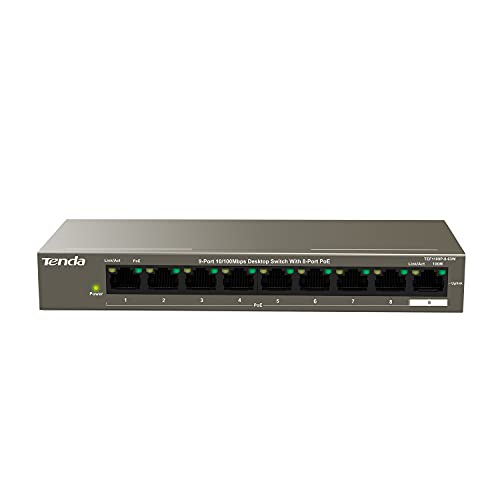 Imagen principal de Tenda PoE Switch Ethernet TEF1109P-8-63W, 9 Puerto 10/100Mbps, 8 Puert
