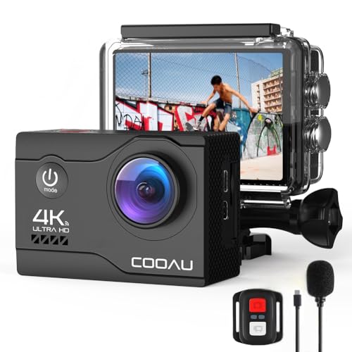 Imagen principal de COOAU Camara Deportiva 4K30FPS 20MP WiFi con Micrófono Externo, Gran 