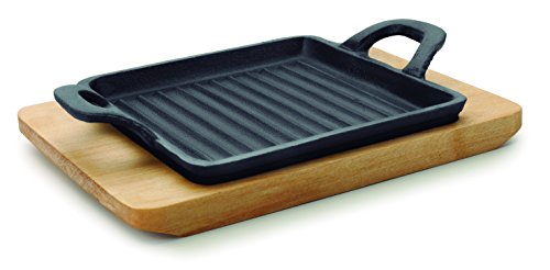 Imagen principal de LACOR - 25875 - Mini Plancha Grill Cuadrada Magma, Medidas Base Madera