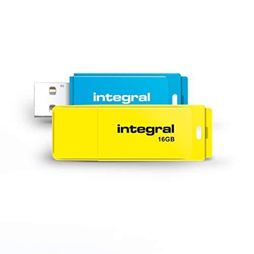 Imagen principal de Integral Memoria USB 2.0 de 16 GB, 2 Unidades, Color Azul y Amarillo