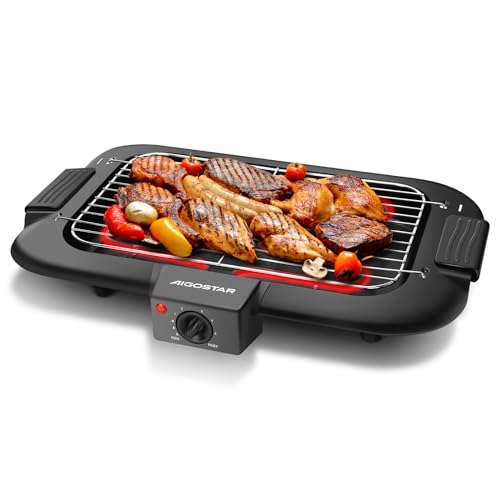 Imagen principal de Aigostar Tasty - Grill sin humo, plancha de asar, barbacoa eléctrica 