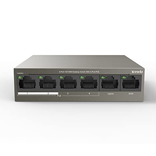 Imagen principal de Tenda TEF1106P-4-63W PoE Switch Ethernet, 6 Puerto 10/100Mbps, 4 Puert