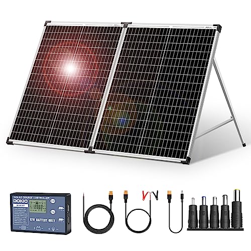 Imagen principal de DOKIO Maleta solar plegable portátil de 100 W, 12 V, monocristalina, 