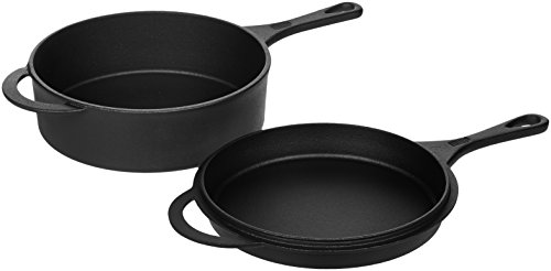Imagen principal de Amazon Basics - Sartén con asa y cazuela de hierro fundido precocido