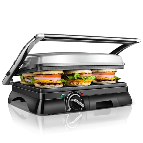Imagen principal de Aigostar Samson ? Parrilla Eléctrica, Grill, Panini, Sandwichera, 200