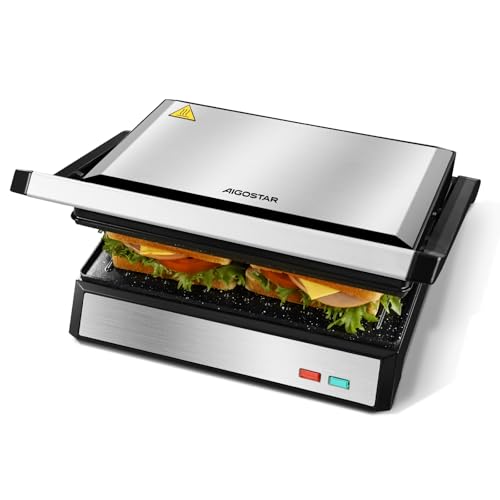 Imagen principal de Aigostar Hett Pro - Parrilla Eléctrica, Grill, Sandwichera y Panini, 