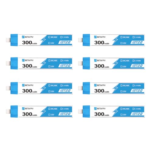Imagen principal de BETAFPV 8pcs BT2.0 300mAh 1S Lipo Battery 3.8V 30C/60C FPV Lipo with 1