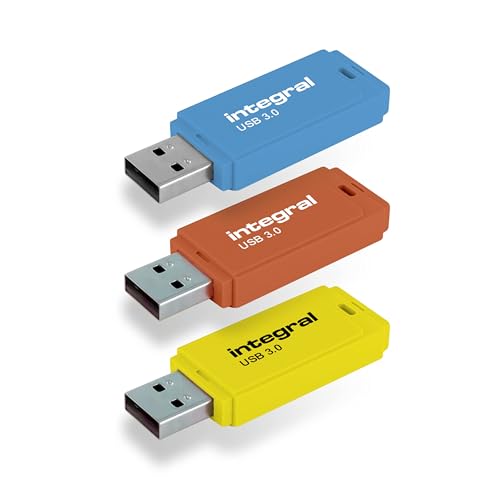 Imagen principal de Integral Neon USB 3.0 Memoria USB 64GB Paquete de 3 (Azul/Amarillo/Nar