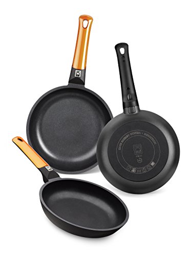 Imagen principal de BRA Efficient Orange Juego de 3 Sartenes de Aluminio Fundido, 18/22/26
