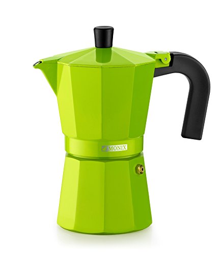 Imagen principal de Monix Lima Cafetera Italiana, Capacidad 3 Tazas, Aluminio, Verde, 9 cm