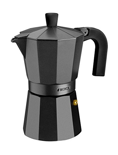 Imagen principal de MONIX Vitro Noir Cafetera Italiana de Aluminio, 12 Tazas de Capacidad,
