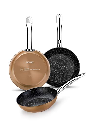 Imagen principal de MONIX Copper Set de 3 Sartenes 20-24-28 cm, Efecto Cobre, Aluminio For