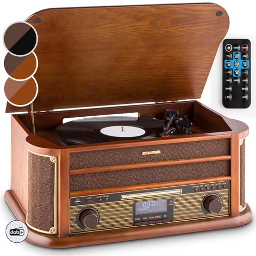 Imagen principal de Auna Tocadiscos de Vinilo Vintage, Incluye Altavoces con Sistema Esté