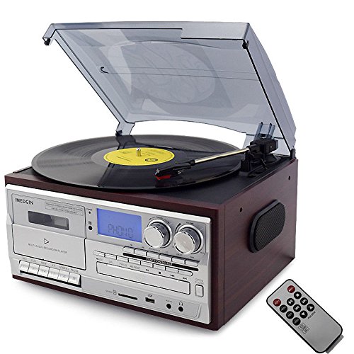 Imagen principal de Bluetooth Tocadiscos LP Vinilo Record Reproductor CD/Cassette/Radio/US